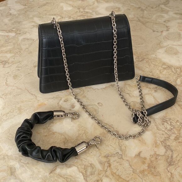 Convertible Two-Way Faux Croc Embossed Leather Shoulder / Hand Bag As New - Picture 5 of 12
